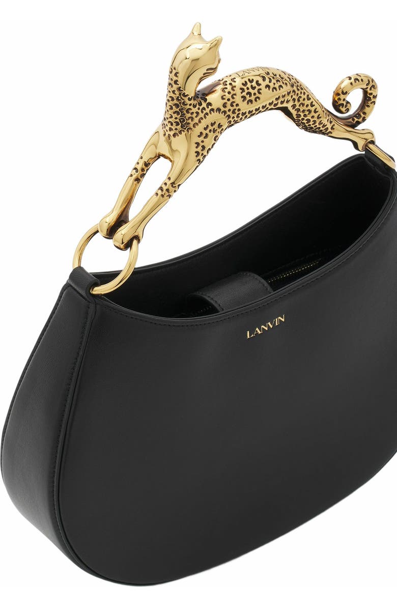 Lanvin Hobo Cat Leather Bag, Alternate, color, Black