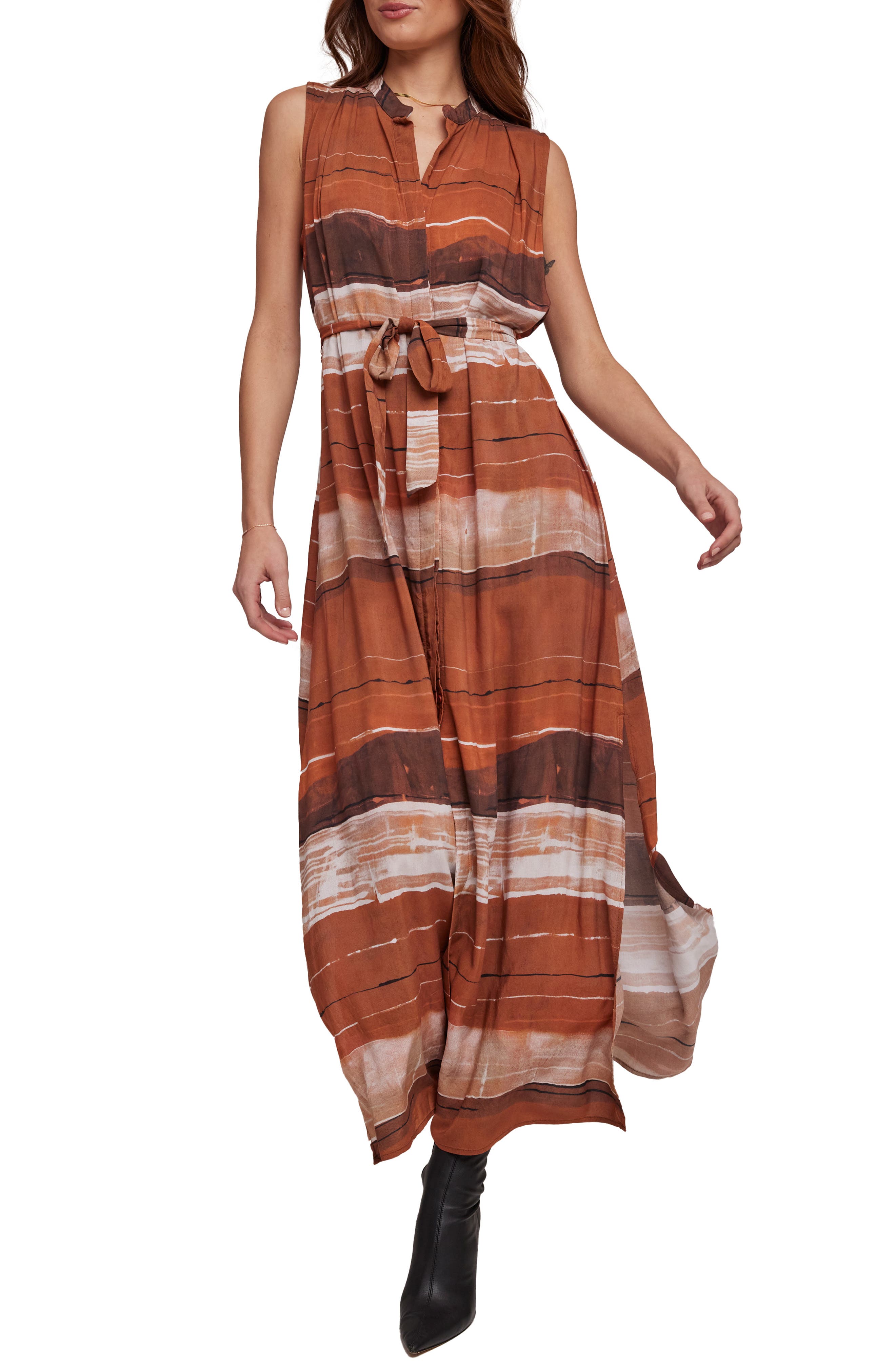 Pleat Tie Belt Dress