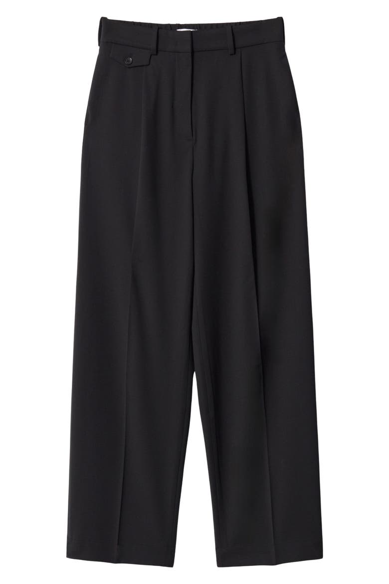 Creased Straight Leg Wool Blend Pants, Alternate, color, BLACK DARK