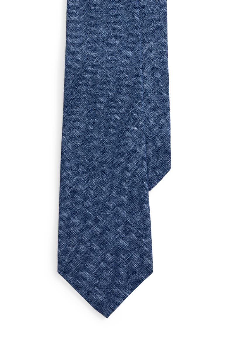 Délavé Linen Blend Tie, Main, color, BLUE
