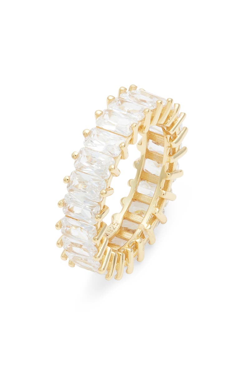 The Emerald Cut Pavé Ring, Main, color, GOLD