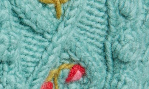 French Knot Tilly Embroidered Wool Hood In Blue