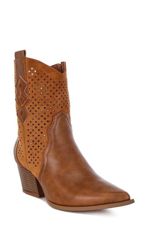 Lomela Perforated Block Heel Boot (Women)