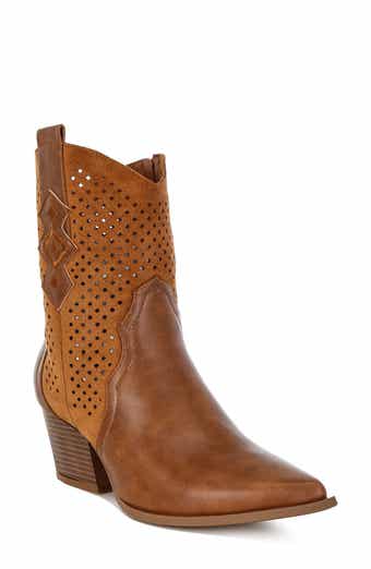 LONDON RAG Lomela Perforated Block Heel Boot