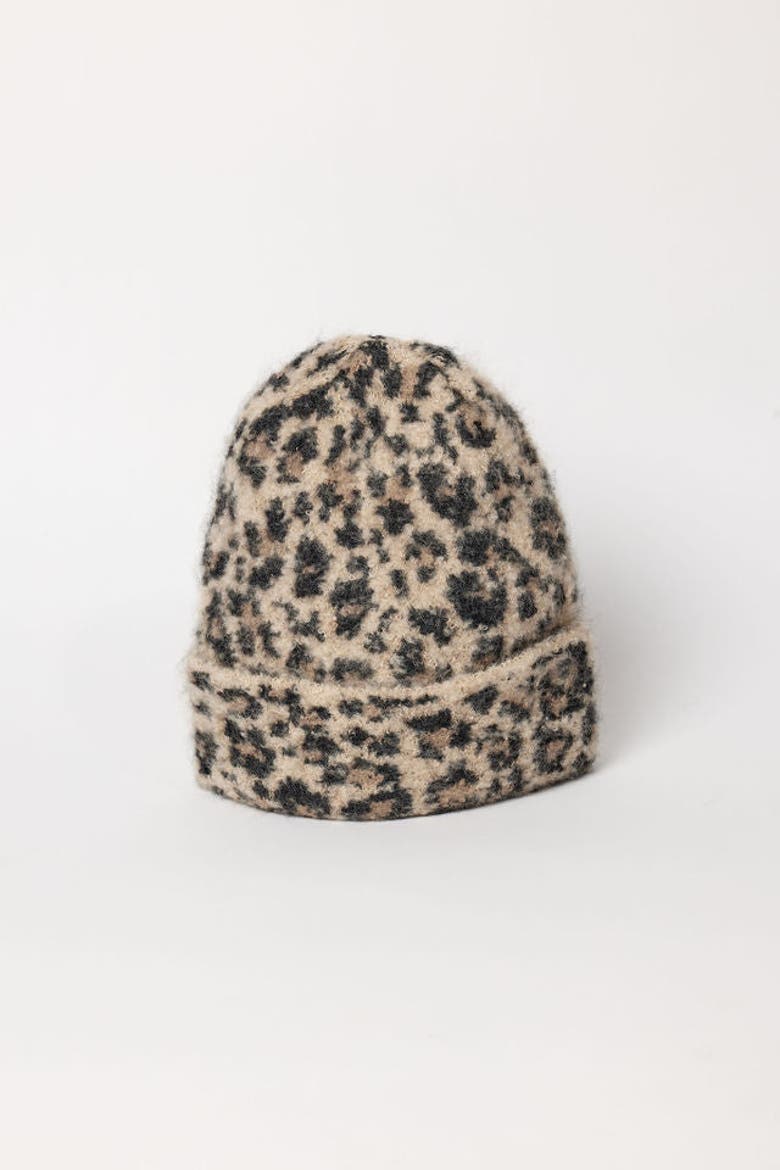 Leopard Beanie, Main, color, Sand