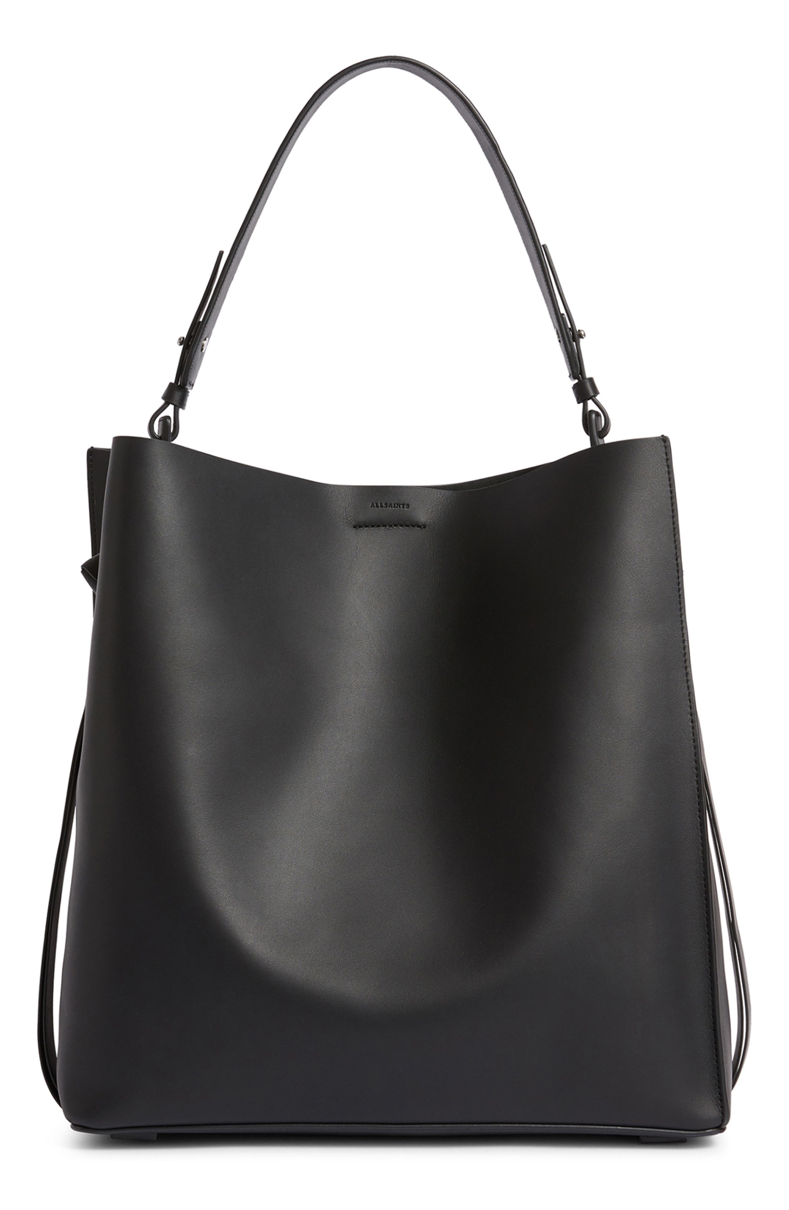 AllSaints Voltaire North/South Leather Tote, Main, color, 