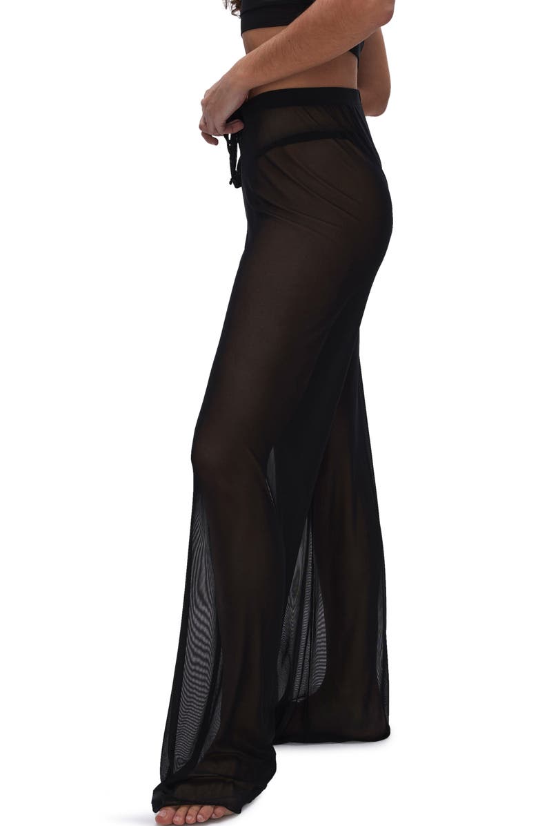 Good American Mesh Wide Leg Pant, Alternate, color, Black001