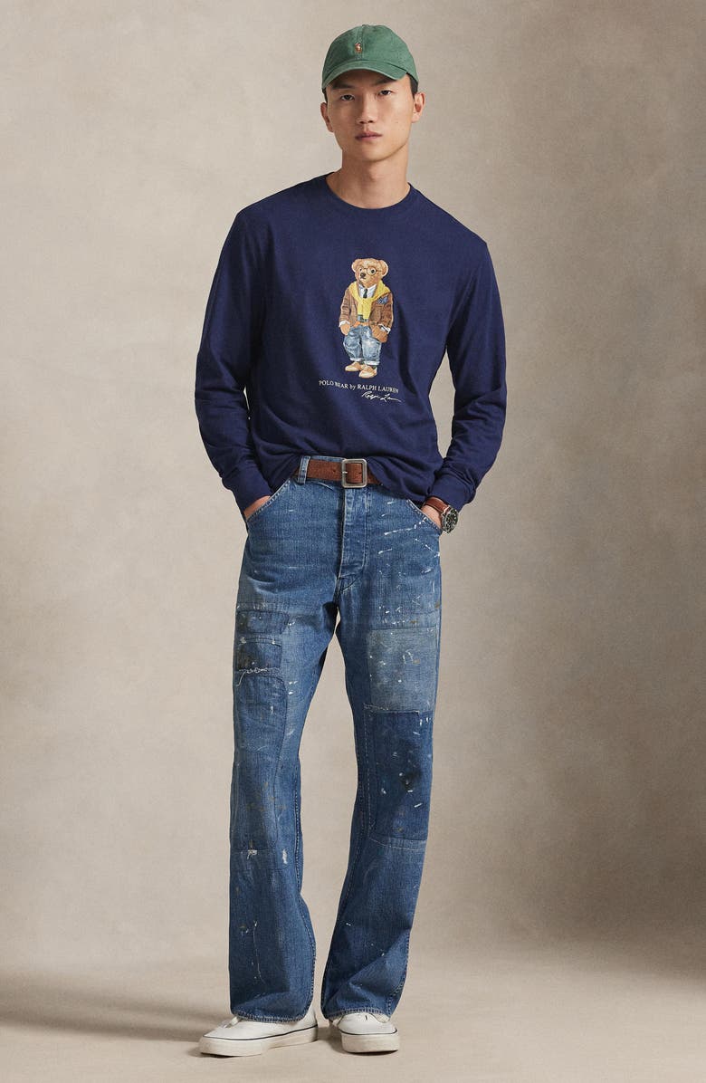 Polo Ralph Lauren Classic Fit Polo Bear Long Sleeve Cotton Graphic T-Shirt, Alternate, color, Newport Navy/Valley Bear