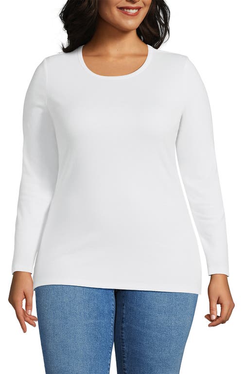Lands' End Plus Size Long Sleeve Micro Rib T-shirt In Neutral