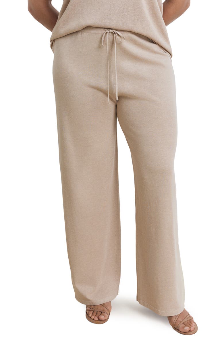 MANGO Knit Drawstring Straight Leg Pants, Alternate, color, Light/ Pastel Grey