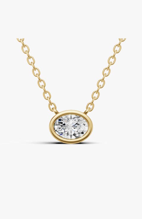 14K Gold 0.75 ct Lab-Grown Diamond Solitaire Bezel Pendant