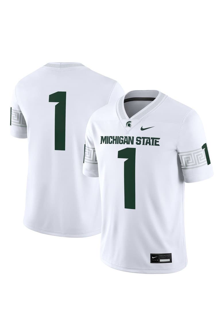Men's Nike #1 White Michigan State Spartans Game Jersey, Main, color, White