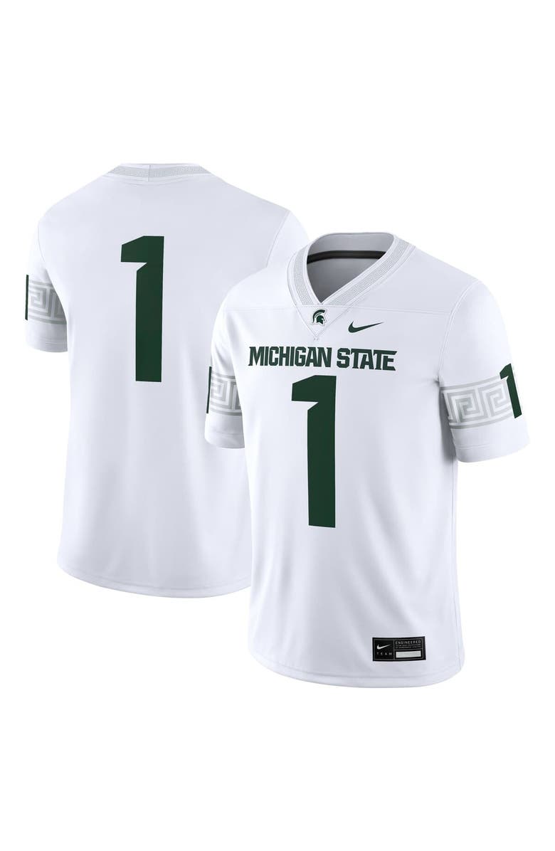 Nike Men's Nike #1 White Michigan State Spartans Game Jersey, Main, color, White