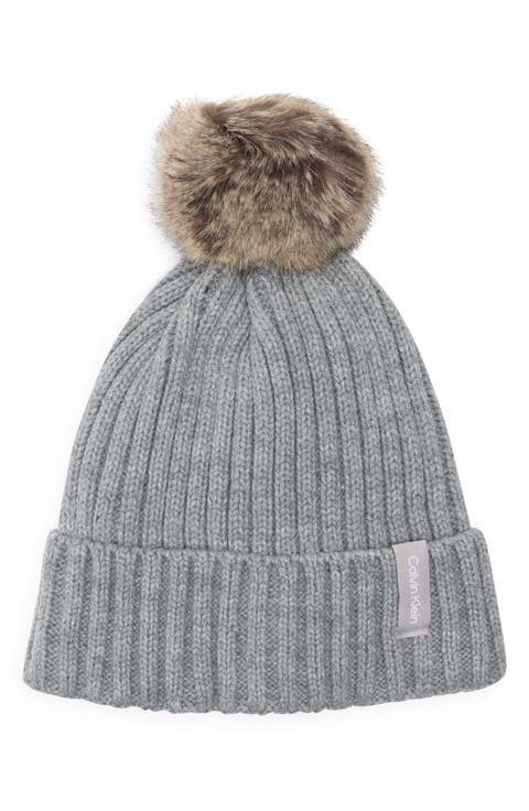Faux Fur Pompom Beanie
