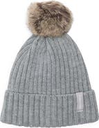 Calvin Klein Faux Fur Pompom Beanie