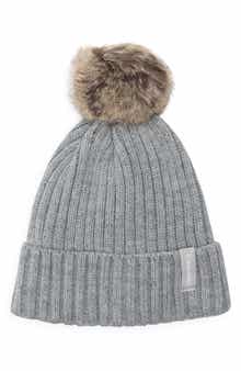 Calvin Klein Faux Fur Pompom Beanie