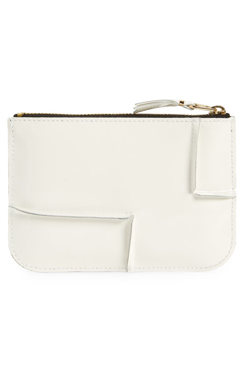 Comme des Garçons Wallets Seam Detail Leather Zip Pouch, Alternate, color, White