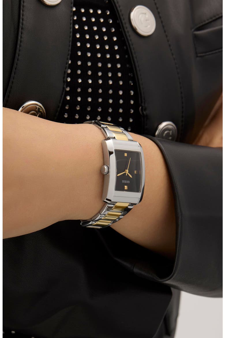 Bonnie Diamond Two-Tone Bracelet Tank Watch, 27mm, Alternate, color, GOLD