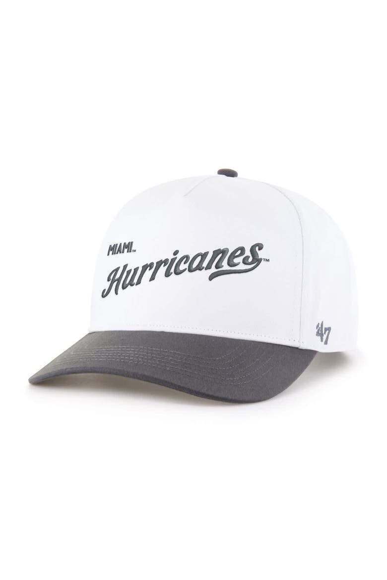 Men's '47  White Miami Hurricanes Two-Tone Hitch Adjustable Hat, Main, color, White