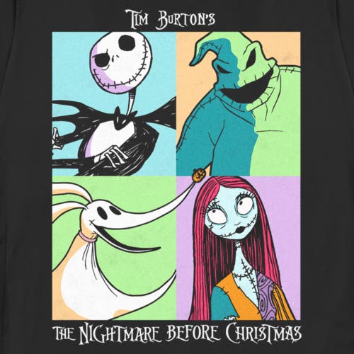 The Nightmare Before Christmas Group Character Portraits  Graphic T-shirt In Black