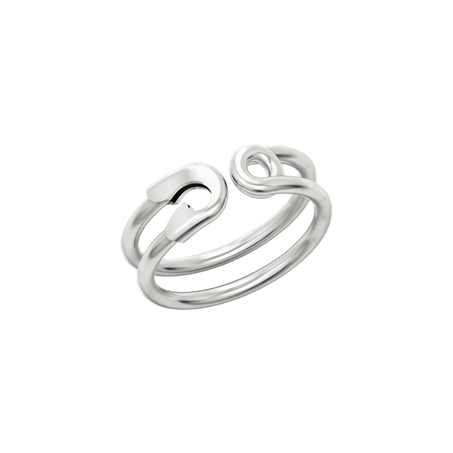 Spero London Sterling Silver Safety Pin Ring In Gray