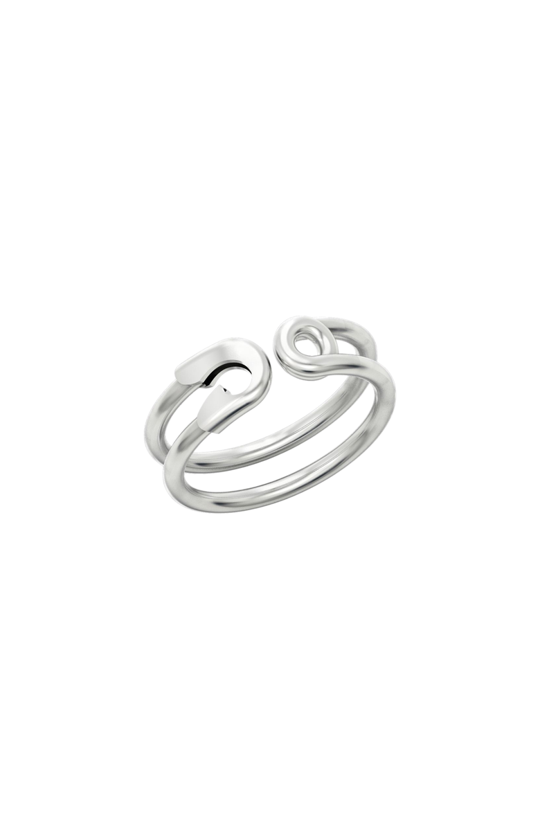 Spero London Sterling Silver Safety Pin Ring, Main, color, Silver