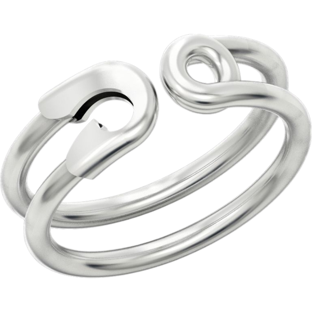 Spero London Sterling Silver Safety Pin Ring In Gray
