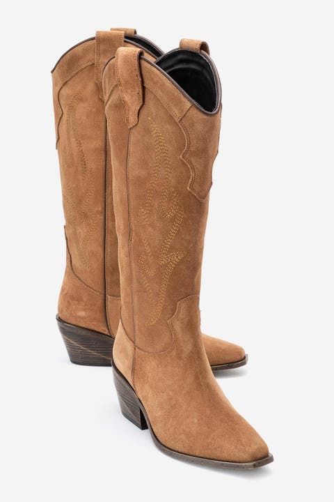 Pietro Leather Western Knee High Boot