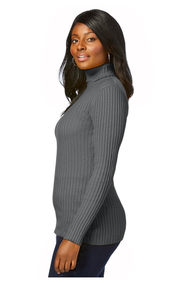 Ribbed Cotton Turtleneck Sweater (plus), Alternate, color, SLATE