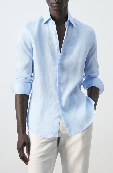 Slim Fit Linen Button-Up Shirt