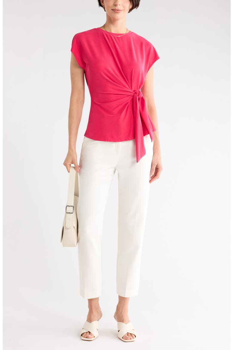 Short Sleeve Tie Detail Top, Main, color, RED JAZZY
