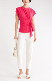 NORDSTROM RACK Short Sleeve Tie Detail Top
