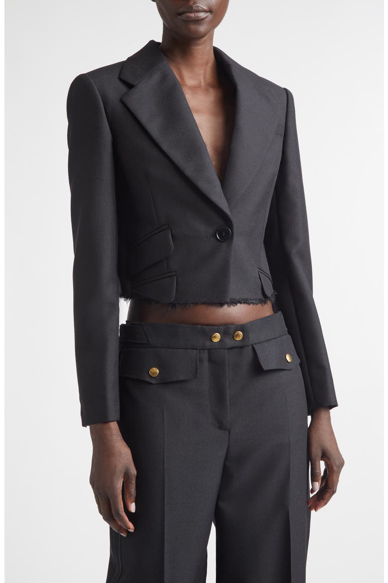 Pagoda Wool & Mohair Crop Jacket, Main, color, BLACK