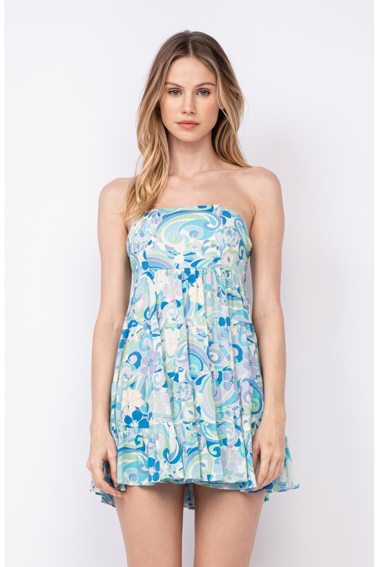 Wave Print Tube Minidress, Alternate, color, BLUE