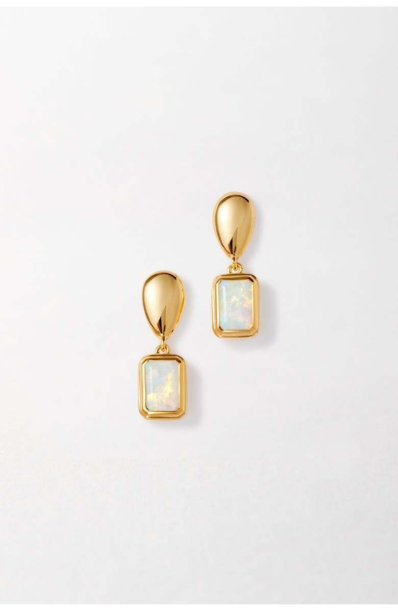 Edge of Ember Pebble Birthstone Drop Earrings, Main, color, Opal (October)