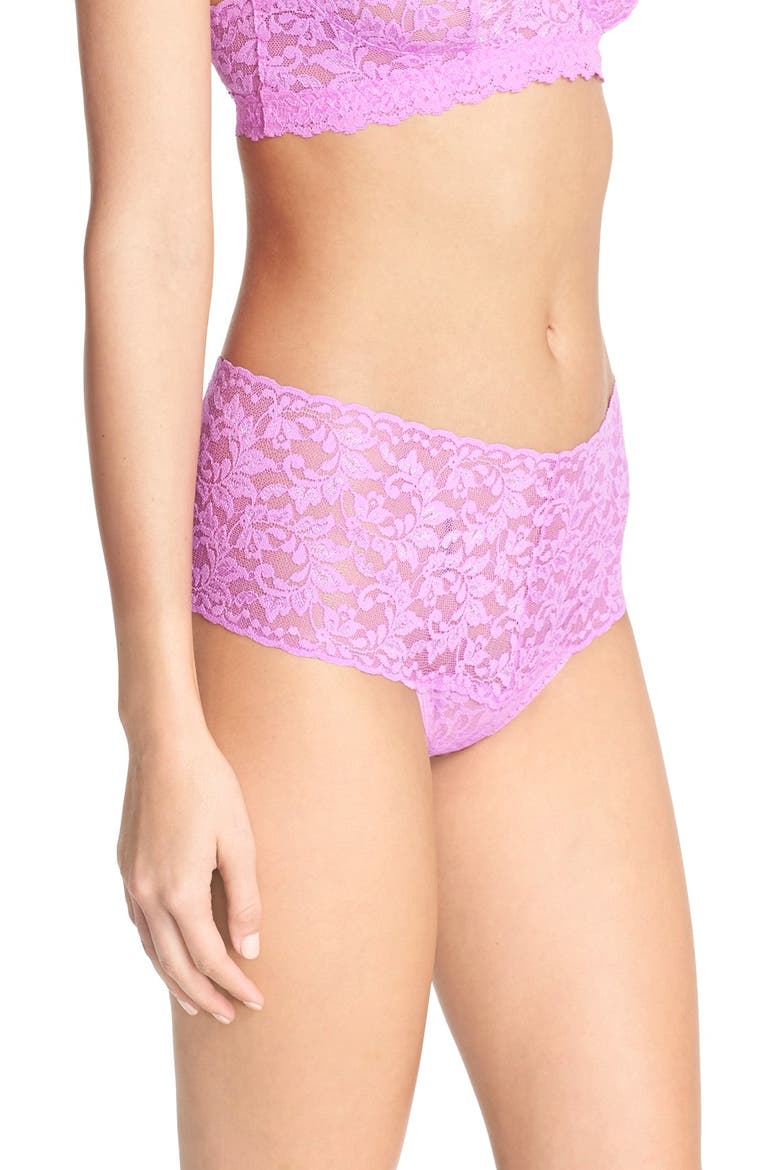 Retro High Waist Thong, Alternate, color, BERRY SWEET