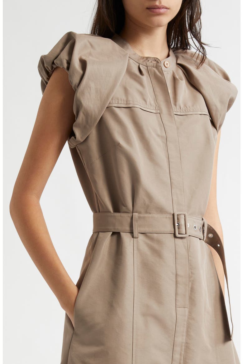 Cloud Sleeve Belted Midi Shirtdress, Alternate, color, STONE GREY