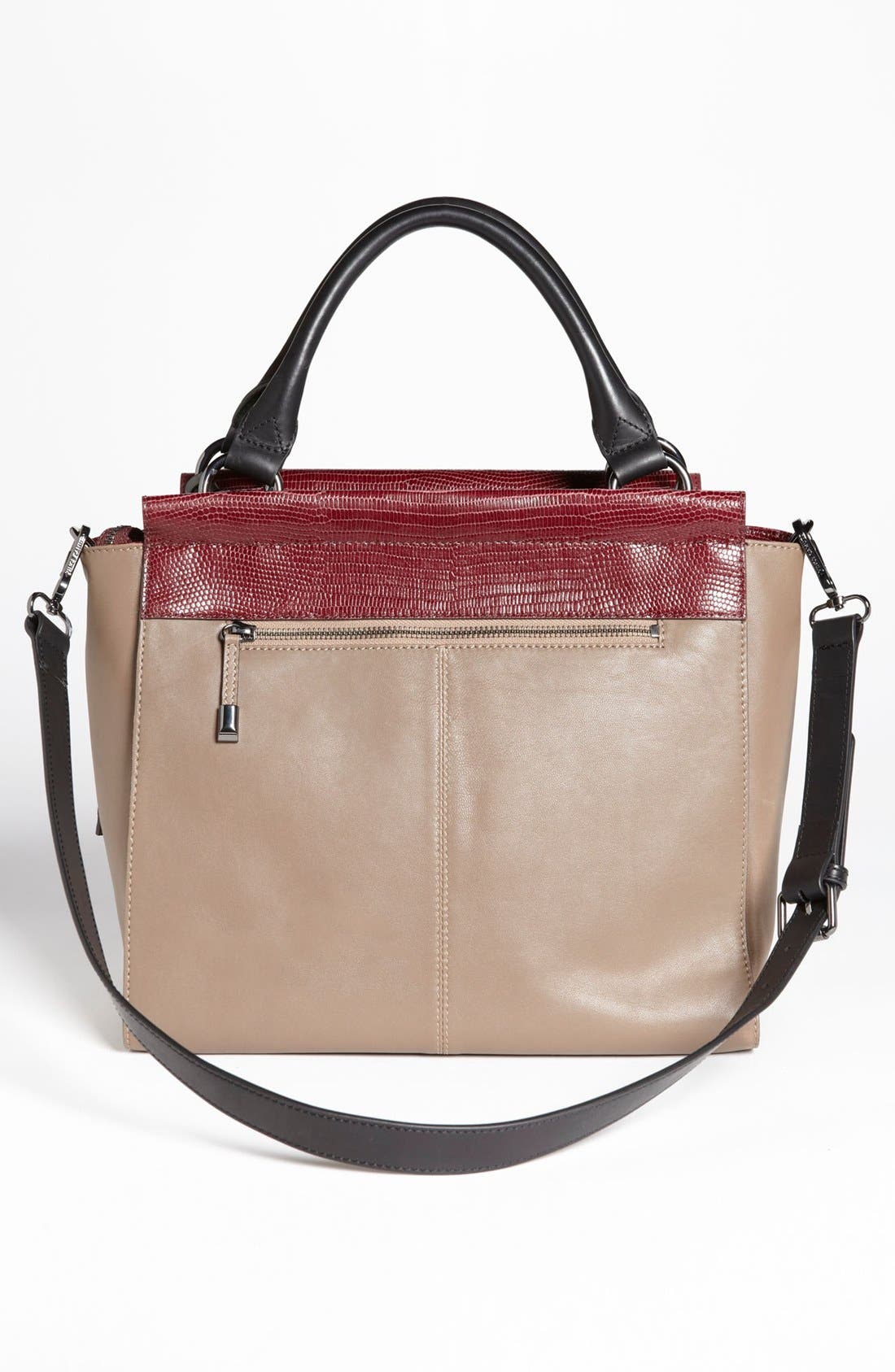 'Max' Leather Satchel, Medium, Alternate, color, STONE/ WINE/ BLACK