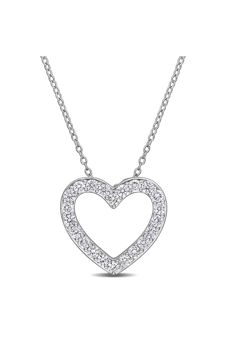 Lab-Grown Diamond Heart Necklace Silver, Main, color, Sterling silver