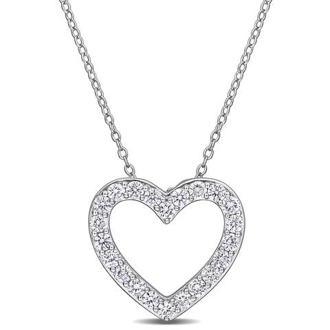 Lab-Grown Diamond Heart Necklace Silver