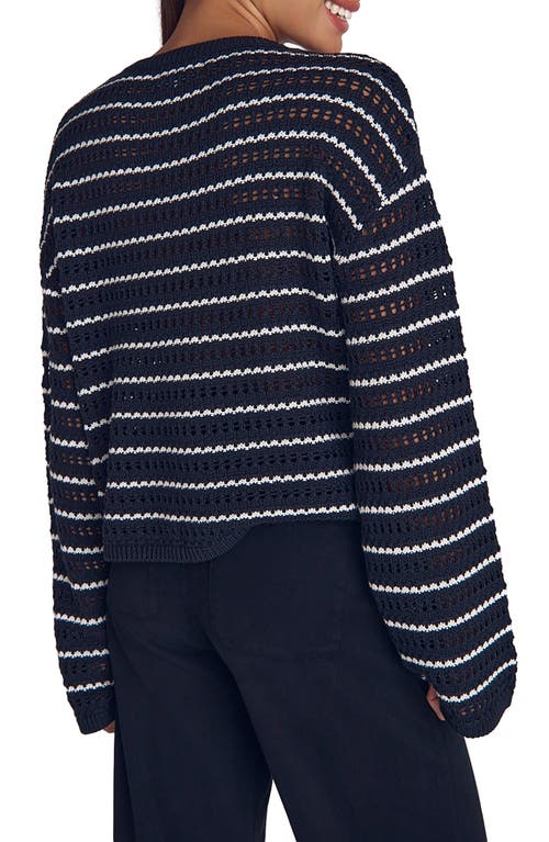 Bella Dahl Open Stitch Cotton & Silk Crop Sweater In Blue
