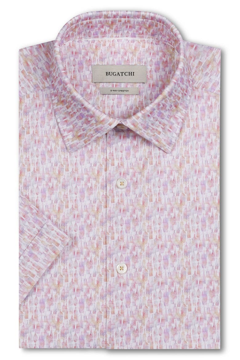 Miles OoohCotton® Watercolor Wine Print Short Sleeve Button-Up Shirt, Alternate, color, PRAWN
