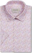 Bugatchi Miles OoohCotton® Watercolor Wine Print Short Sleeve Button-Up Shirt