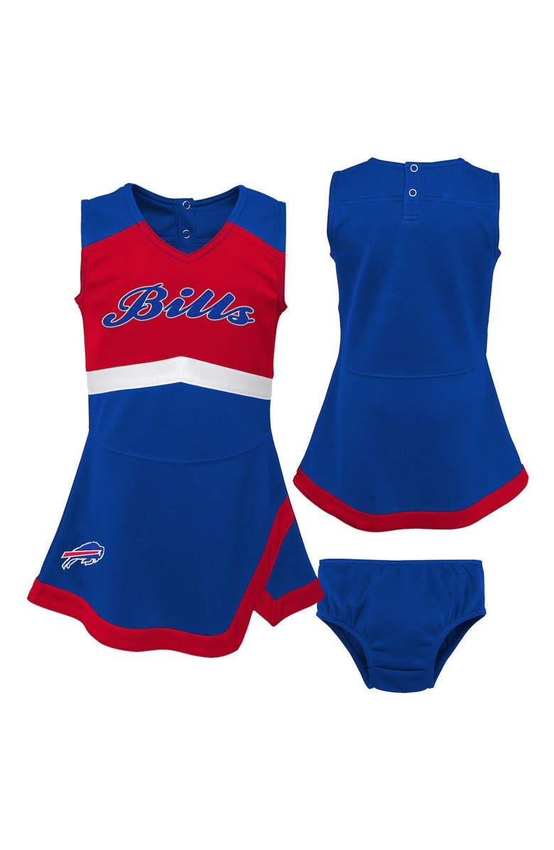 Outerstuff Girls Preschool Royal Buffalo Bills Two-Piece Cheer Captain Jumper Dress with Bloomers Set, Main, color, Royal