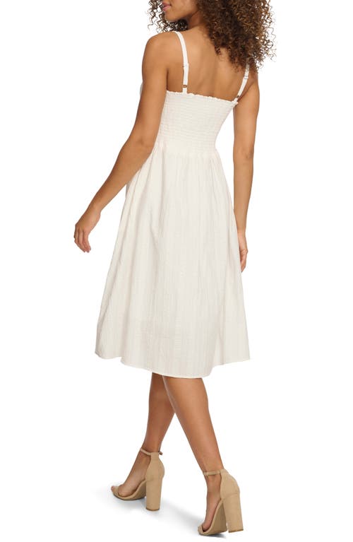 Kensie Women's Bow Tie-front Striped-texture Cotton Minidress In White