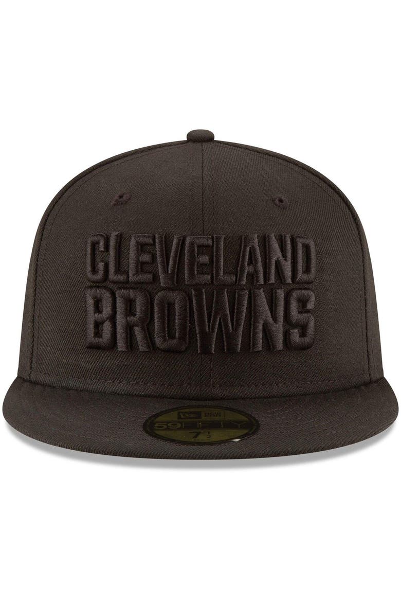 Men's New Era Cleveland Browns Black on Black 59FIFTY Fitted Hat, Alternate, color, Black