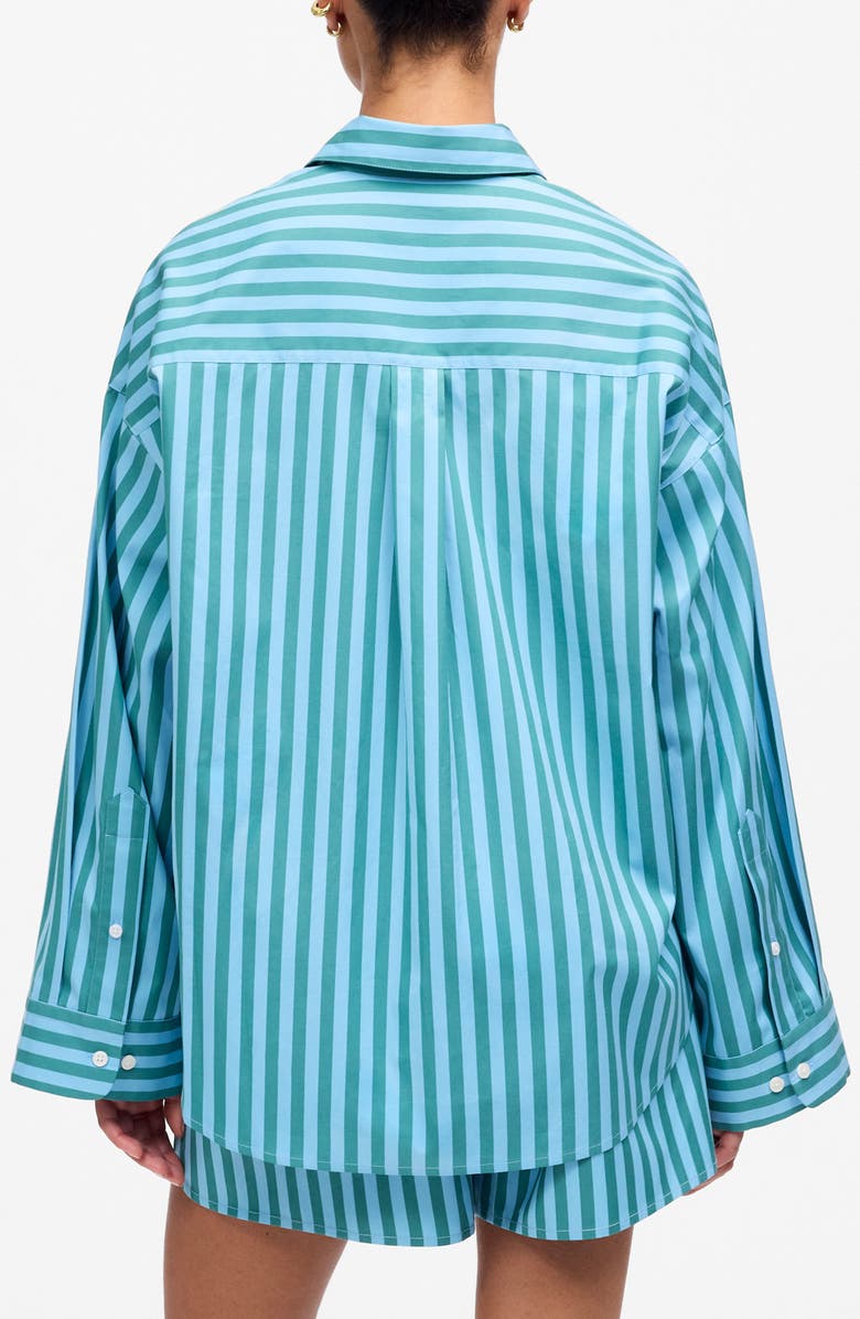 Madewell Stripe Boxy Button-Up Shirt, Alternate, color, Bayside Stripe/ Cool Aqua