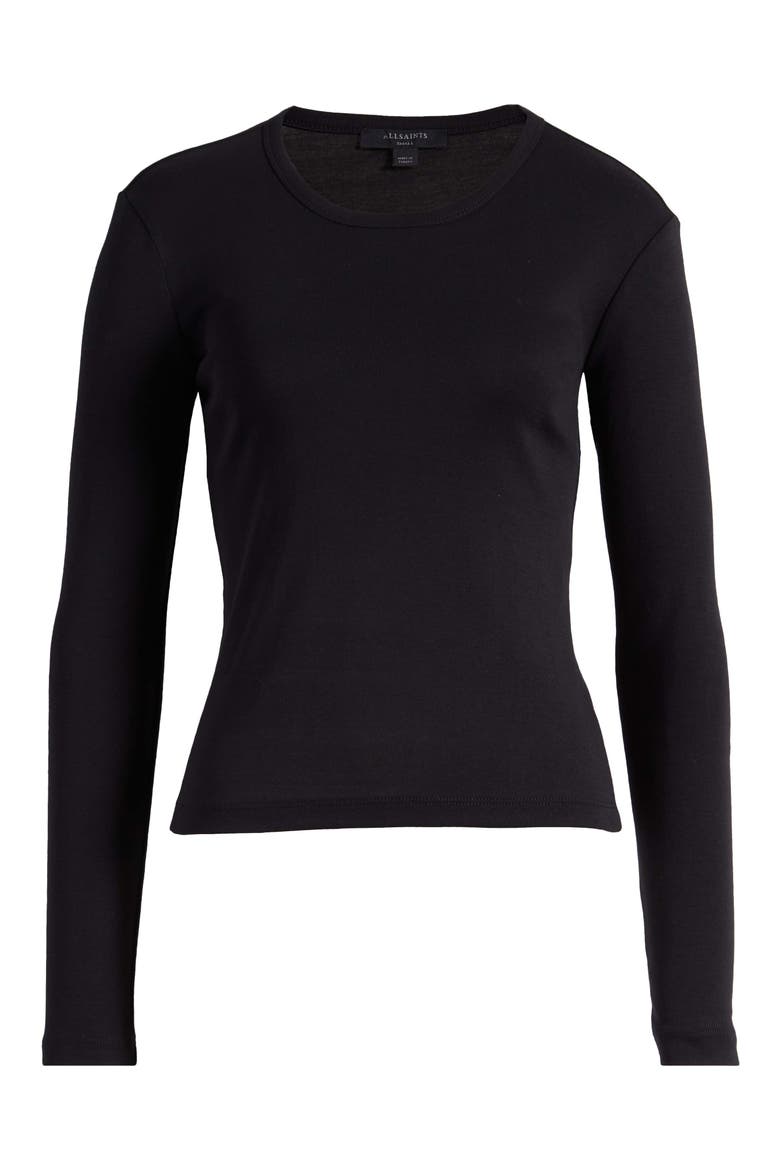 Stevie Long Sleeve Organic Cotton T-Shirt, Alternate, color, BLACK