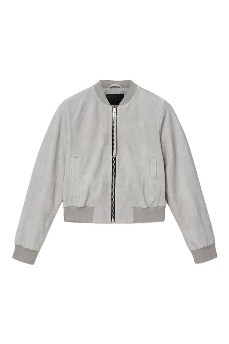 Orten Suede Bomber Jacket, Alternate, color, LIGHT GREY