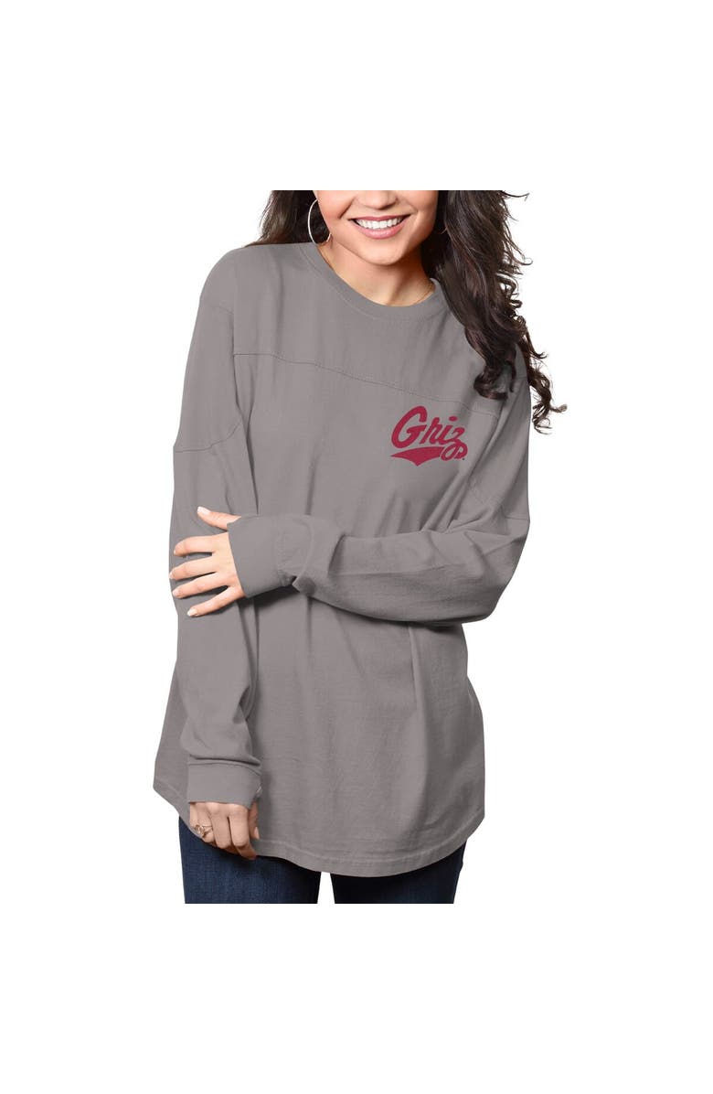 PRESSBOX Women's Pressbox Gray Montana Grizzlies The Big Shirt Oversized Long Sleeve T-Shirt, Alternate, color, 